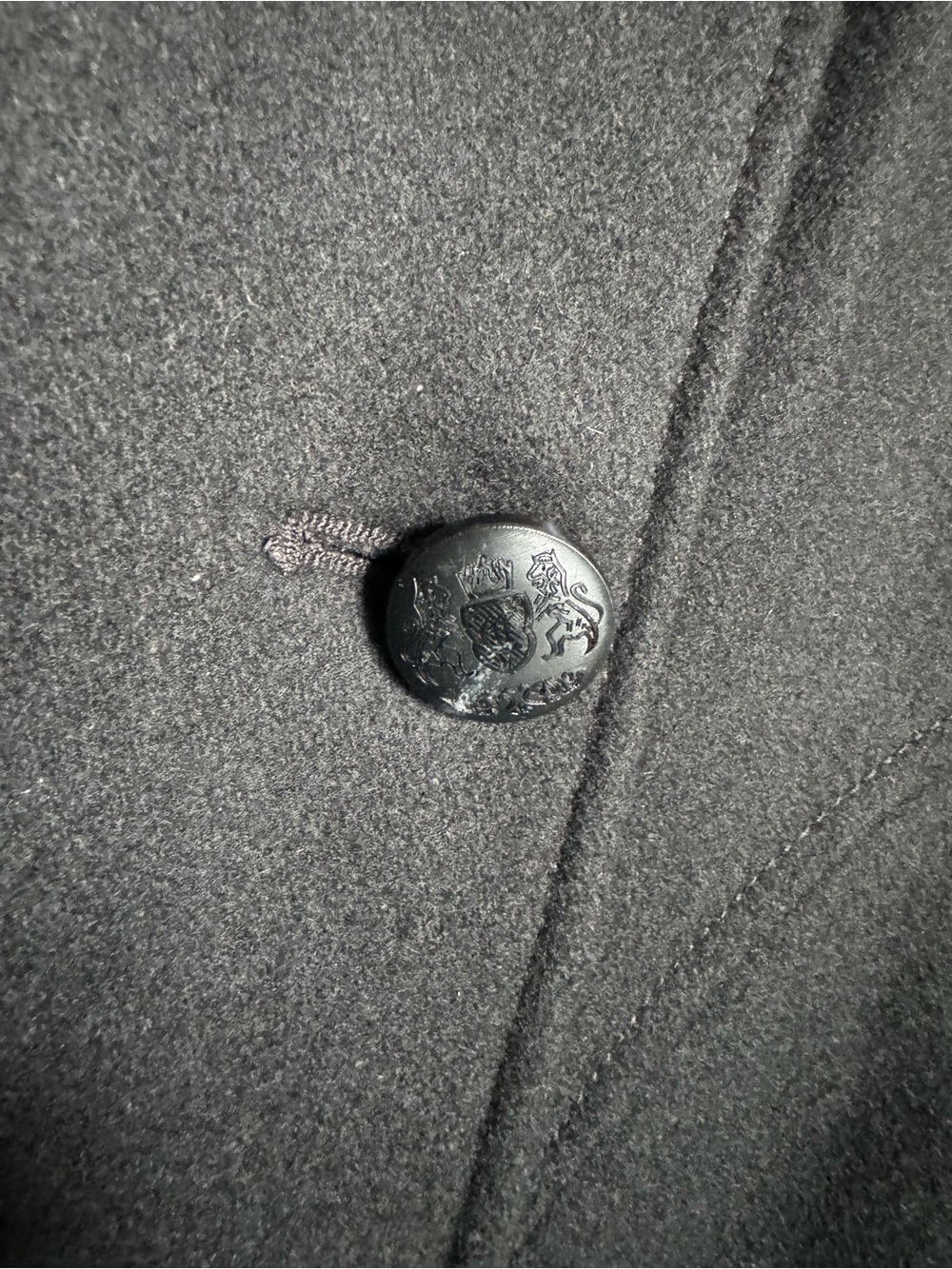INC International Concepts Black Double-Breasted Pea Coat with Faux Fur Collar - Picture 6 of 6